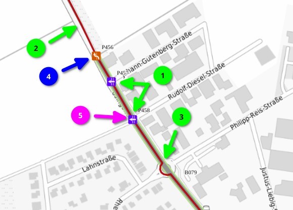 Grafik aus dem Radverkehrskonzept Hochtaunus: Usinger Strae, Bereich Kreisel - Ortsgrenze