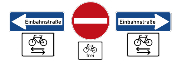 Einbahnstraßen und Verkehrsschilder - Symbolbild