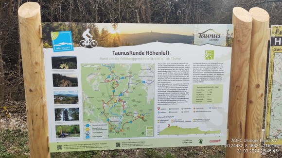 TaunusRunde Hhenluft (radtouristische Runde um Schmitten), Info-Tafel am Sandplacken