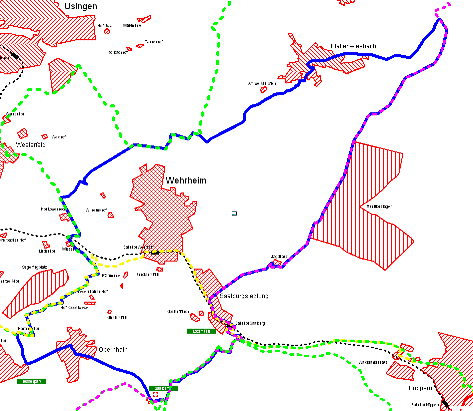 Rund um Wehrheim - Hauptvariante mit Erweiterungsschleife Saalburg-verkleinert (schematische Darstellung)
